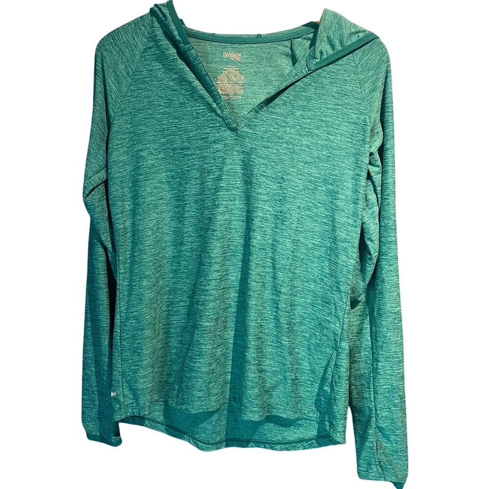 Danskin Now Small Lightweight Hoody Teal Dri More Thumb holes Yoga Workout Gym